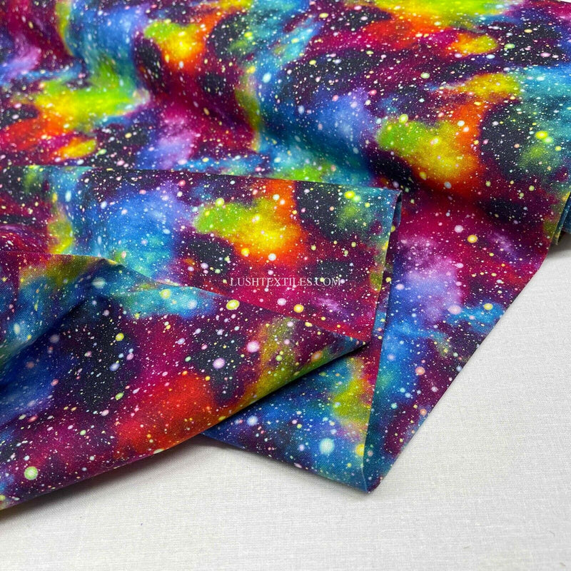 100% Cotton Rainbow Fabric Galaxy Space Planets Astrology Curtains Star Wars