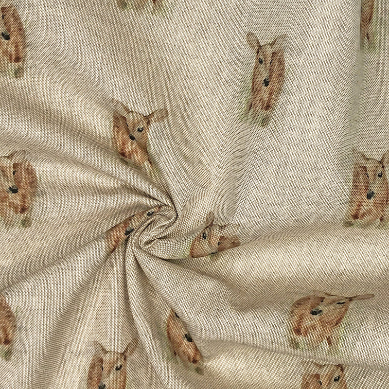 Digital Cotton Animal Linen Fabric, Fawn