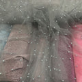 ELEGANT SOFT PEARL BEADED BRIDAL LACE FABRIC TULLE NET 60” WIDE DRESS SCARVES