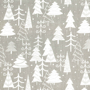 Tissu polycoton sapin de Noël, gris 