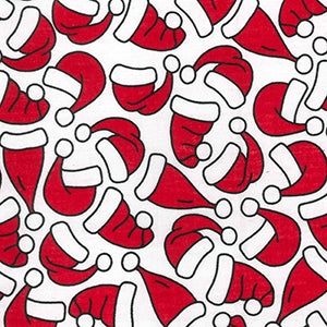 Santa Xmas Hats Poly Cotton Fabric