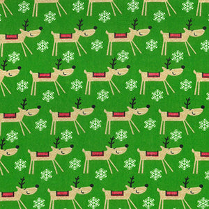 Reindeers Print Xmas Polycotton Fabric