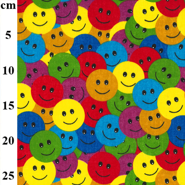 Smiley Emojis Polycotton Fabric, Multicoloured