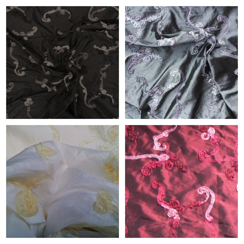 Coco Ribbon Organza Floral Taffeta Fabric