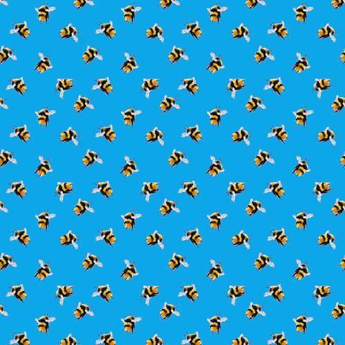 Bumblebee Digital Cotton Craft Bee Fabric, Turquoise