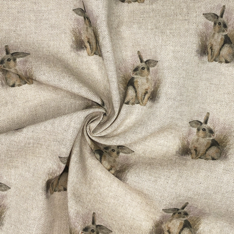 Digital Cotton Animal Linen Fabric, Rabbits