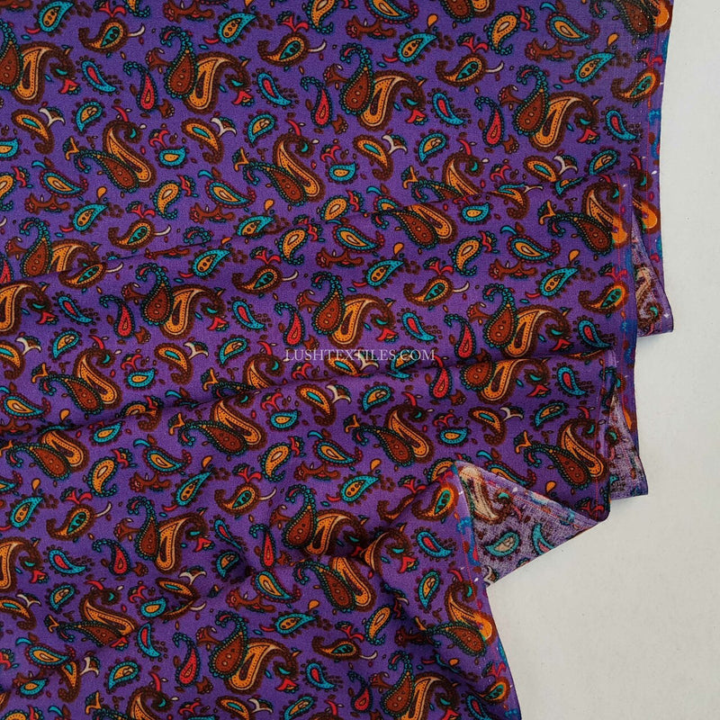 100% Viscose Paisley Fabric, Purple