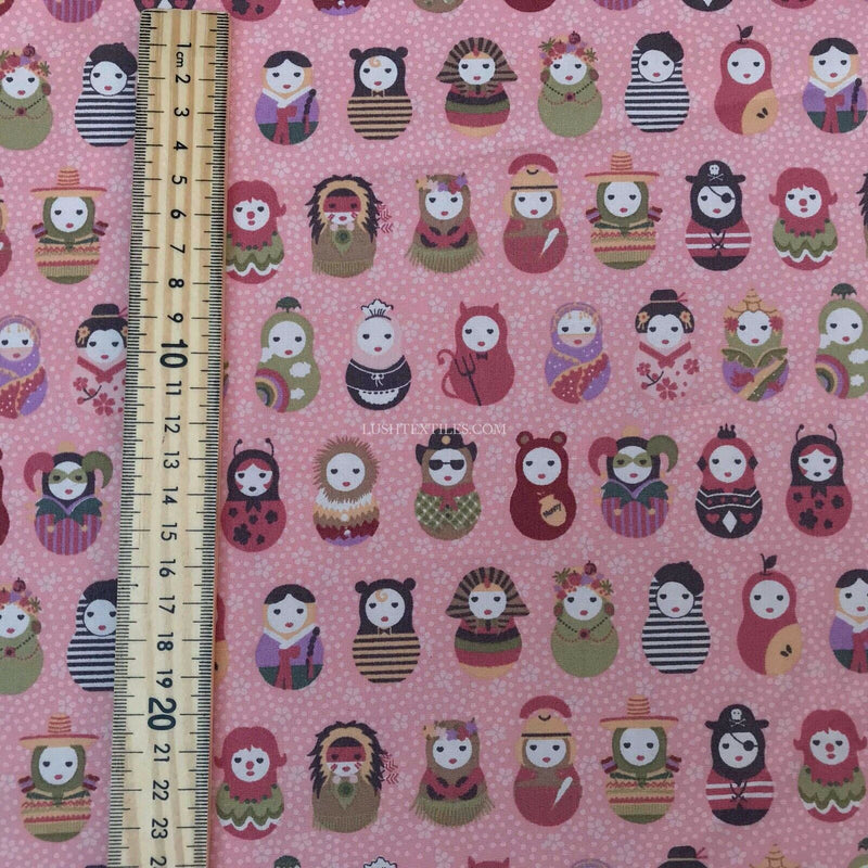 100% Cotton Fabric Russian Matryoshka Dolls Quilting Skirt Dress Material Sewing