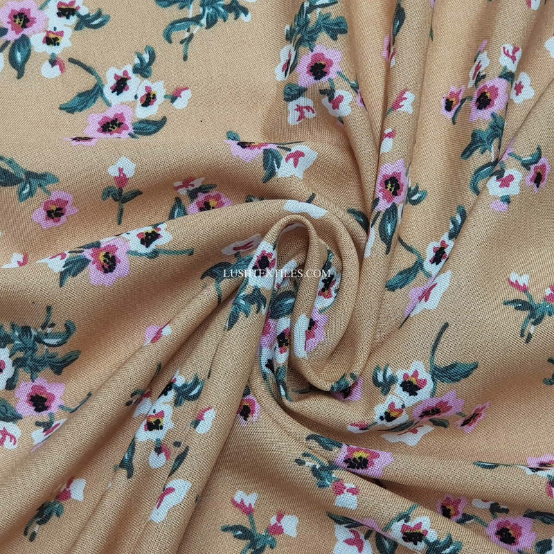 100% Viscose Floral Dress Making Fabric, Nude Blush