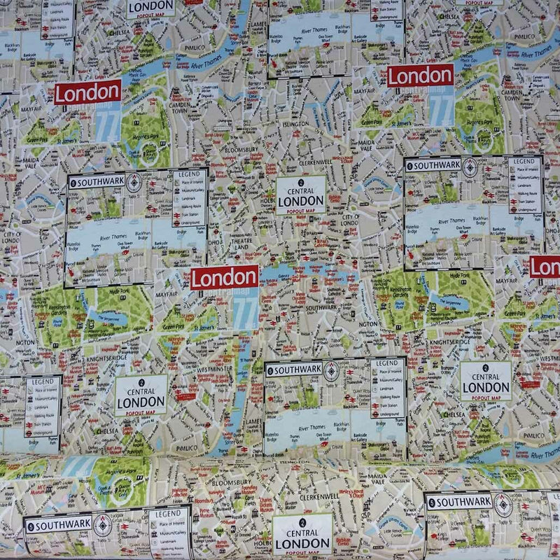 Central London Map Print Fabric