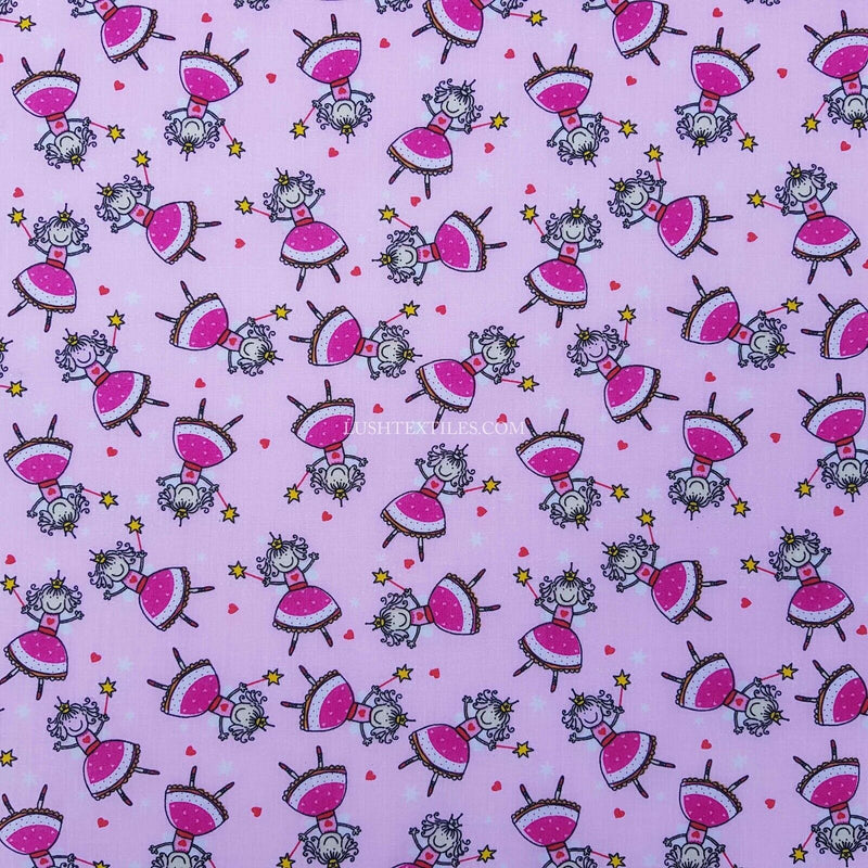 Cute Princess PolyCotton Print Girls Crafts Kids Fun Fabric Dress Material