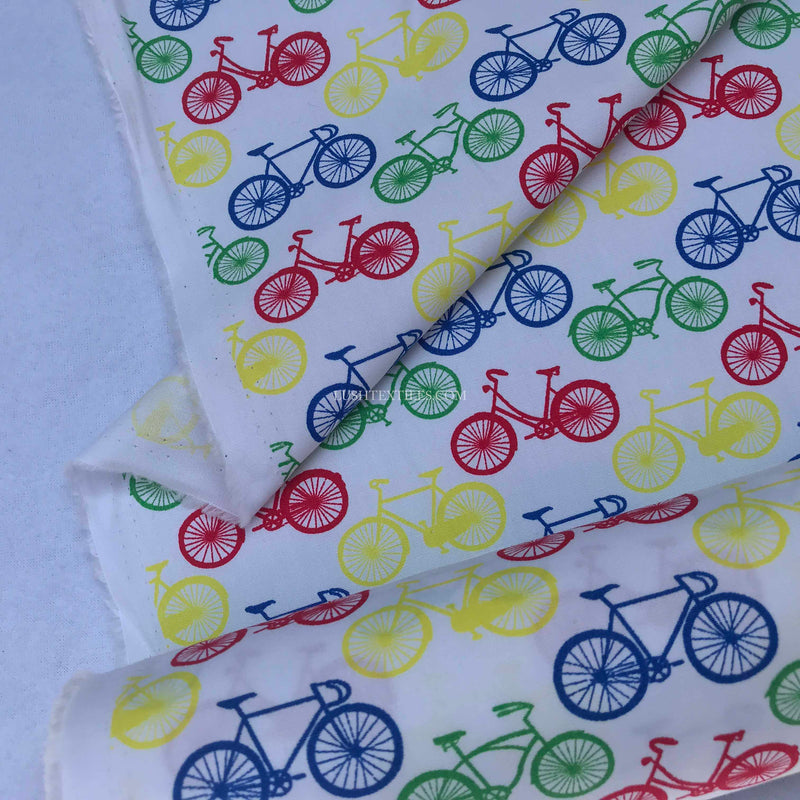 Bicycles Bikes Print Rose & Hubble Cotton Poplin Fabric