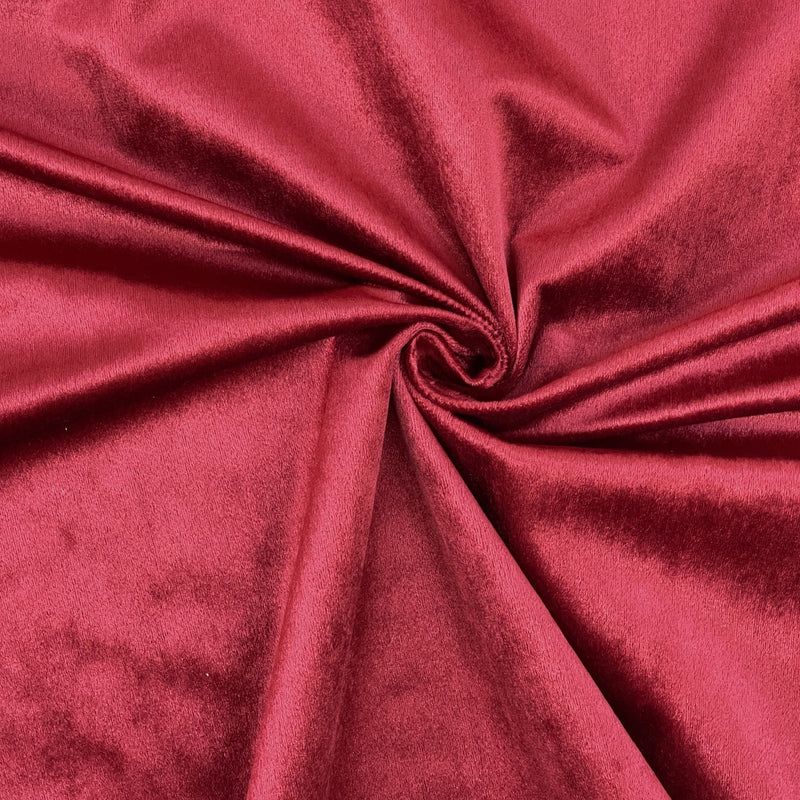 Tissu de rideau en velours peluche Bellissimo, rouge foncé