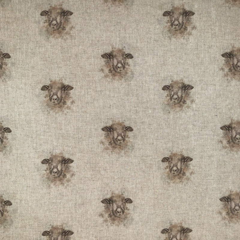 Digital Cotton Animal Linen Fabric, Sheep Head