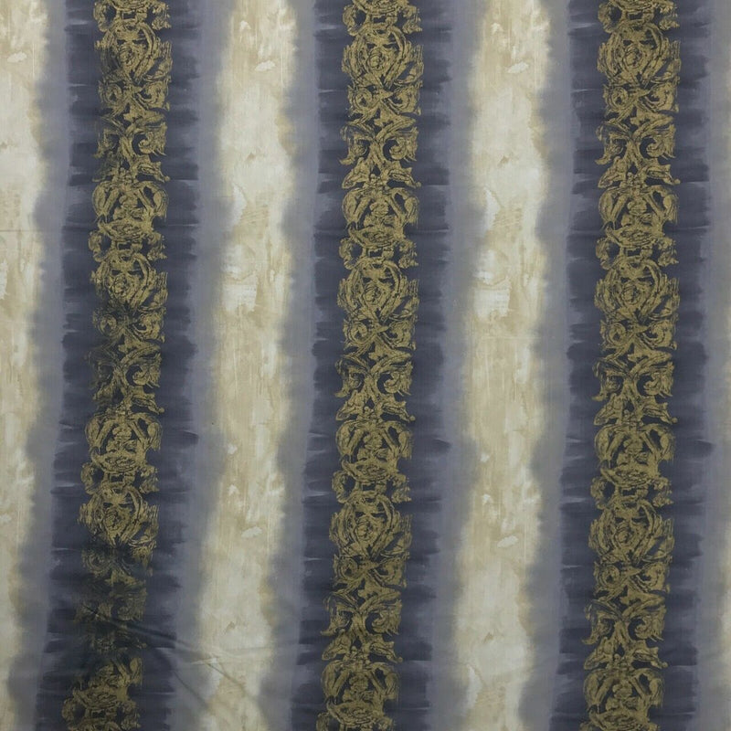 Damask Sonata Striped Vintage Cotton Fabric, Crème/Gris