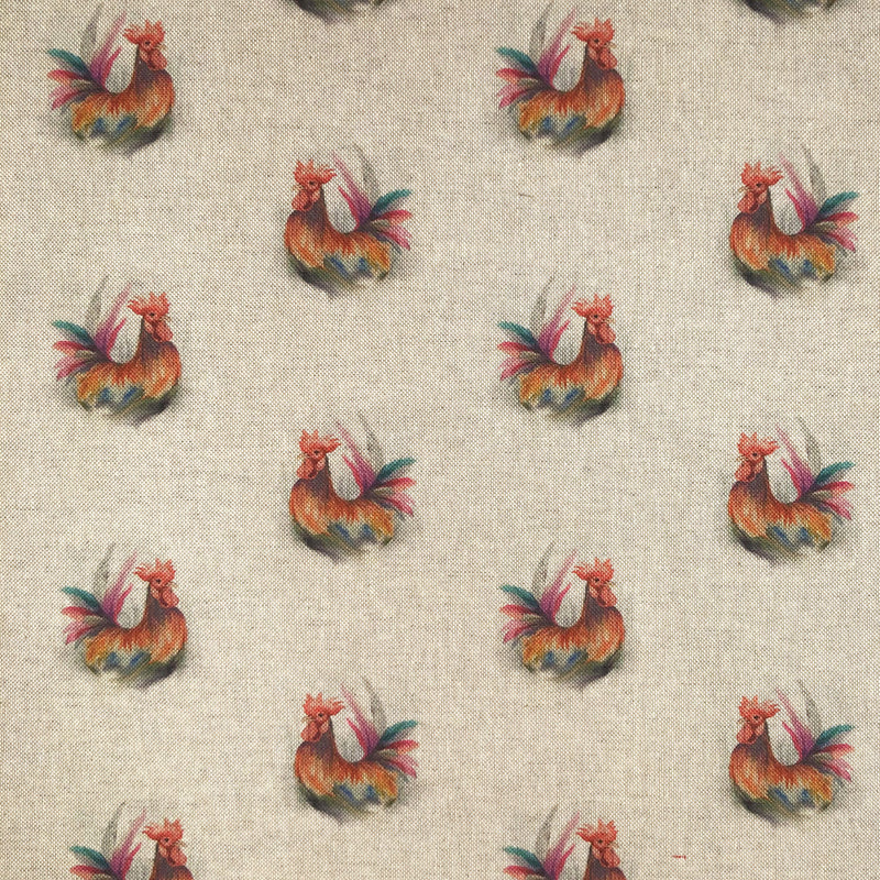 Digital Cotton Animal Linen Fabric, Roosters