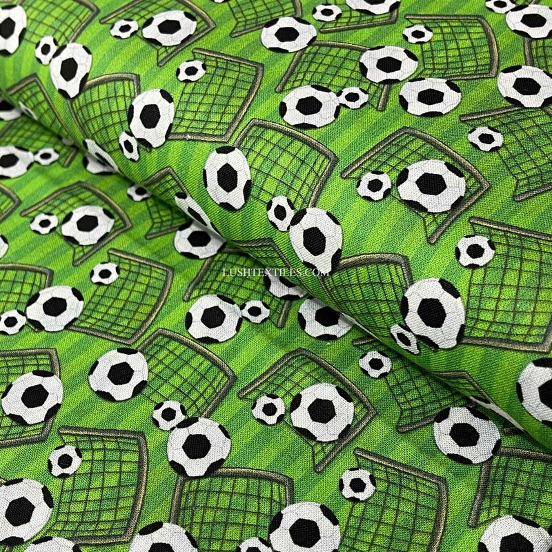 Football Crazy Fabric - Cotton- Soccer, World Cup. Upholstery, Cushions & Craft