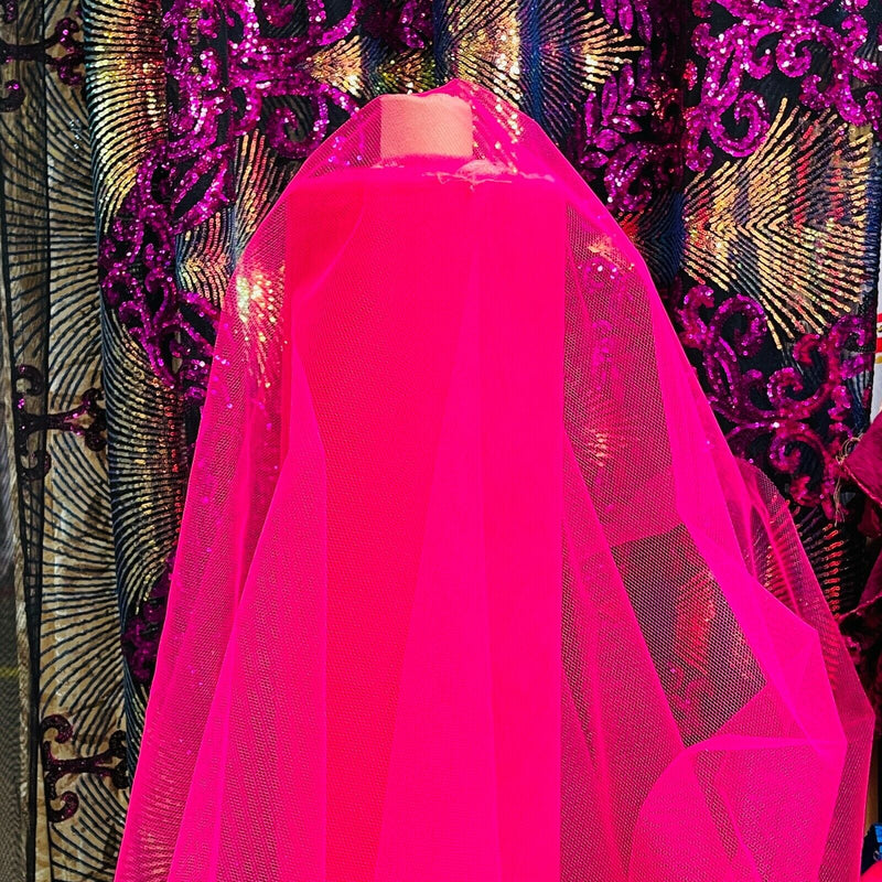 Flo Cerise ROBE NET Trous Rigide NYLON Tutu Tissu Tulle Jupon 150 Cm Large