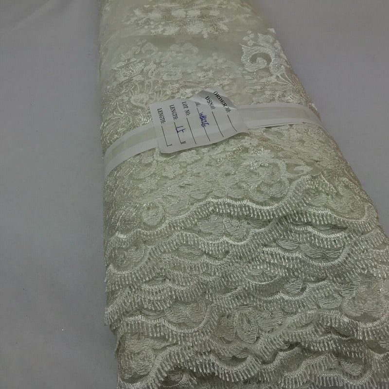 Cream Heavy Bridal Floral Metallic Guipure Corded Lace Trim Wedding Fabric 60"