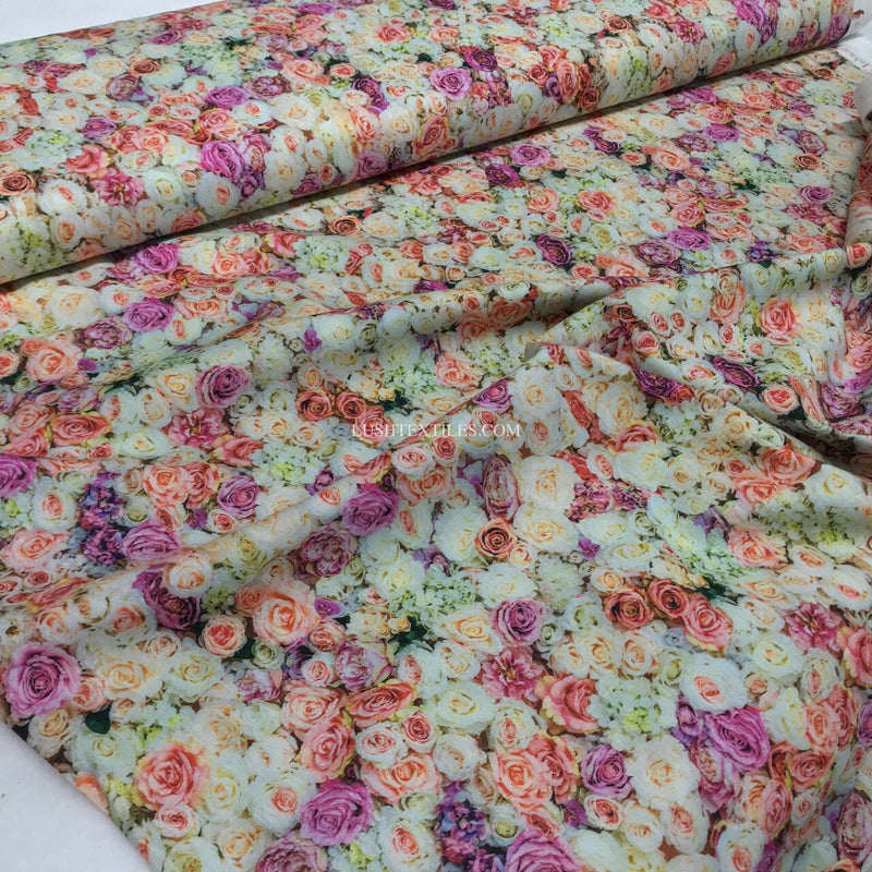 Floral Roses Print Digital Cotton Craft Fabric