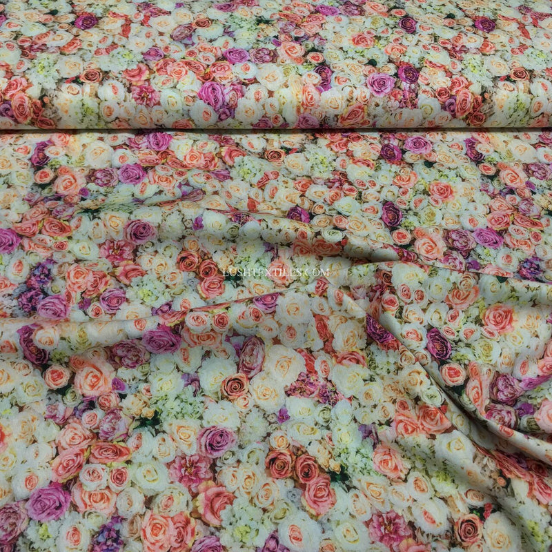 Floral Roses Print Digital Cotton Craft Fabric