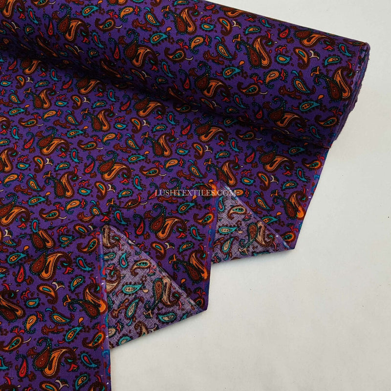 Tissu 100% Viscose Paisley, Violet