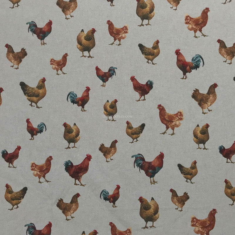 Chickens Digital Linen Cotton Fabric