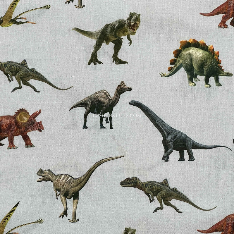 Dinosaurs Jurassic World Digital Cotton Craft Fabric, Silver