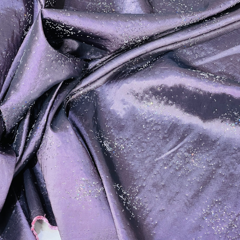 Bling Stone Taffeta Fabric, Aubergine