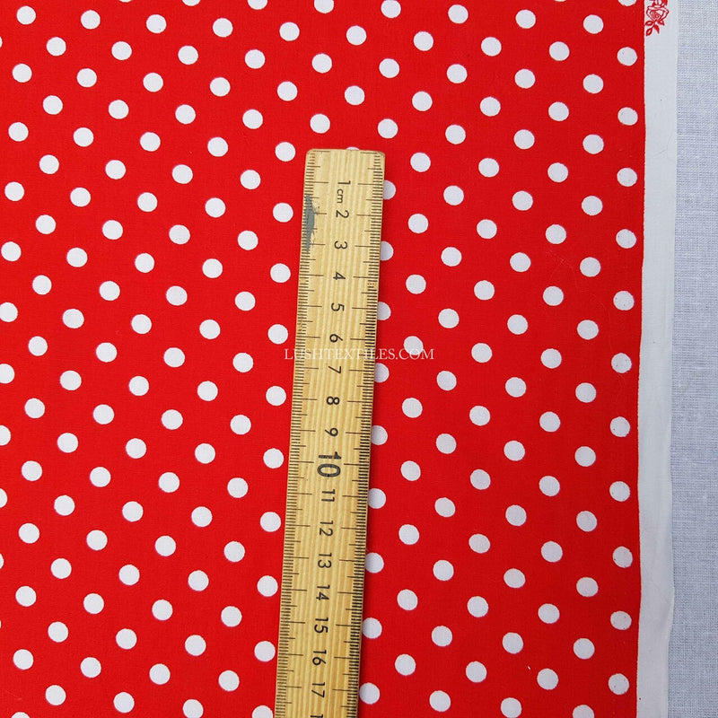 7mm White Spots Rose & Hubble Cotton Poplin Fabric, Red