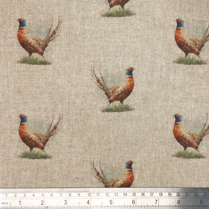 Digital Cotton Animal Linen Fabric, Pheasants