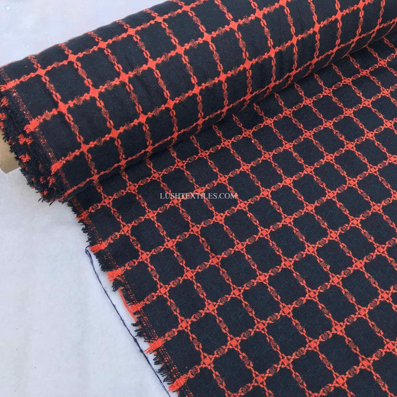 Designer Checks Sewing Wool Blend Melton Fabric Zara Coats Dress Jackets Fabric