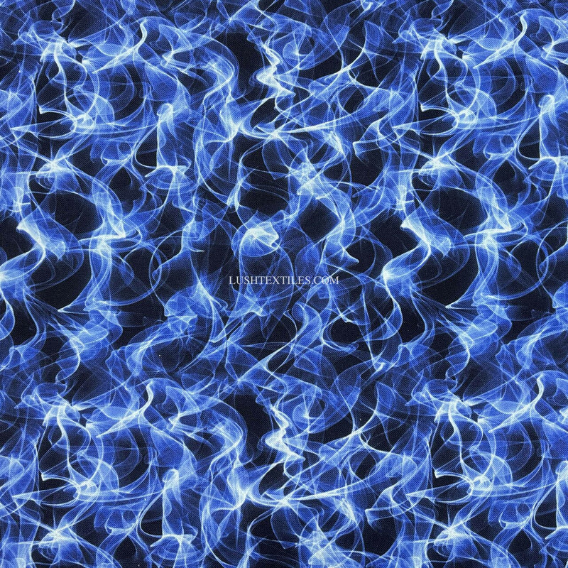 Blue Flames Print 100% Cotton Craft Fabric