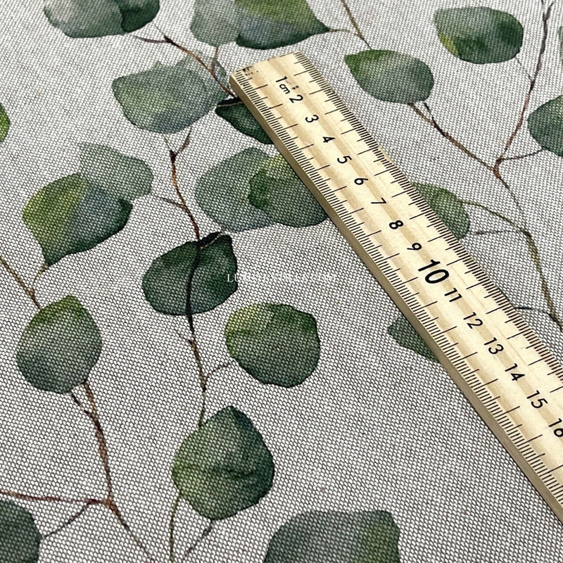 Eucalyptus Tree Green Beige Linen Curtain Upholstery Fabric