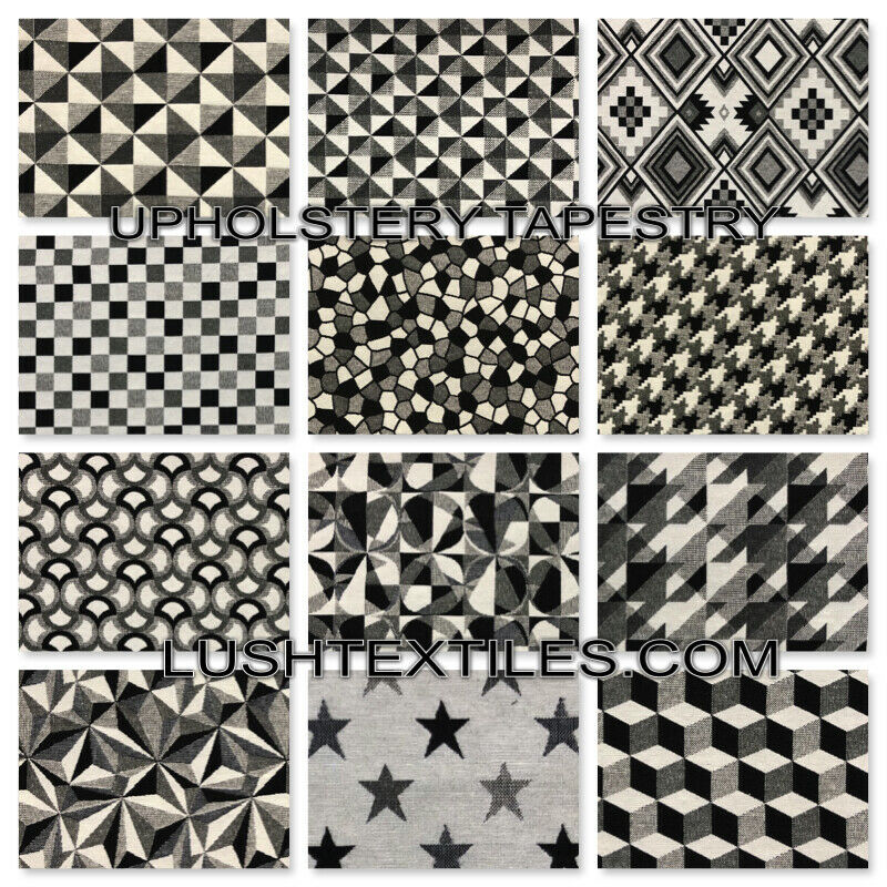 NOIR &amp; BLANC Tapisserie Tissu d'ameublement Coussins de rideaux Stores romains Sacs fourre-tout