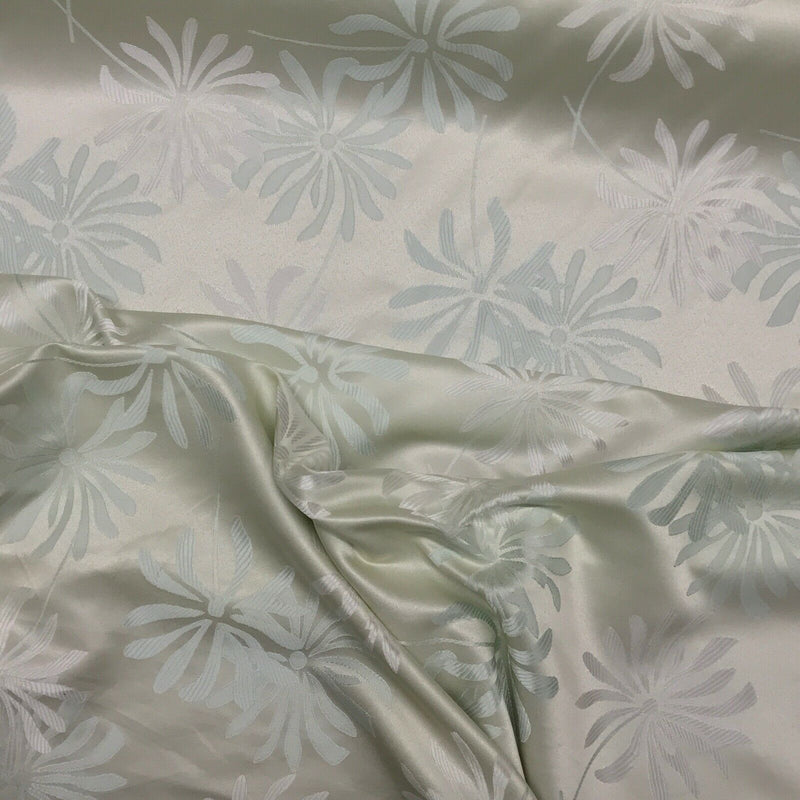 Cream & Green Floral Upholstery Cushion Fabric Curtain Blinds UK BANKRUPT CHEAP