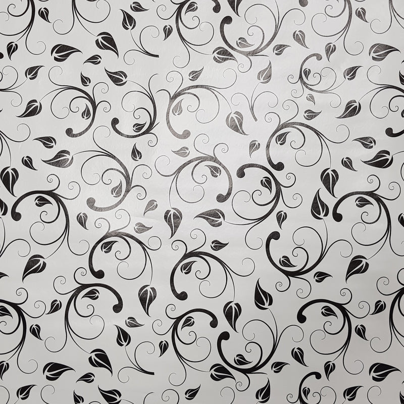 By The Metre Black Floral Leaf PVC