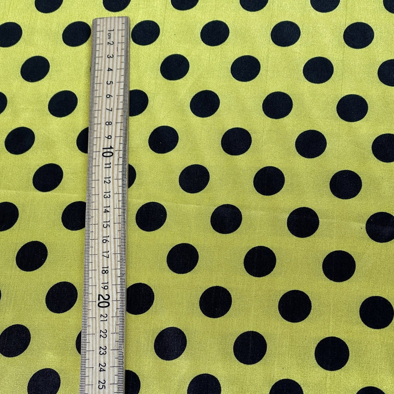 Black Polka Dot Spots Satin, Yellow