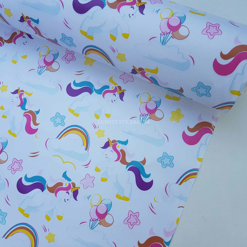 By The Metre Kids Unicorn PVC, White