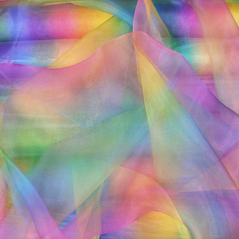 Rainbow Organza Voile Fabric