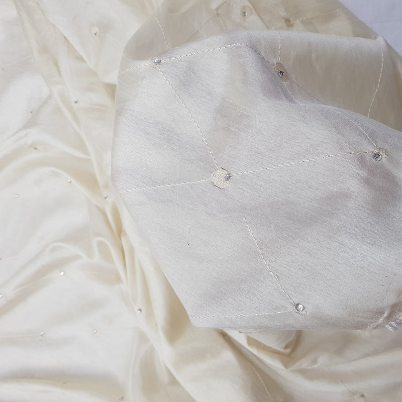 Diamante Diamond Taffeta Fabric, Cream