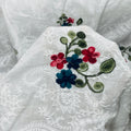 Floral Cotton Broderie Anglaise Lace Fabric, White