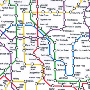 Tissu artisanal en polycoton imprimé carte du métro de Londres