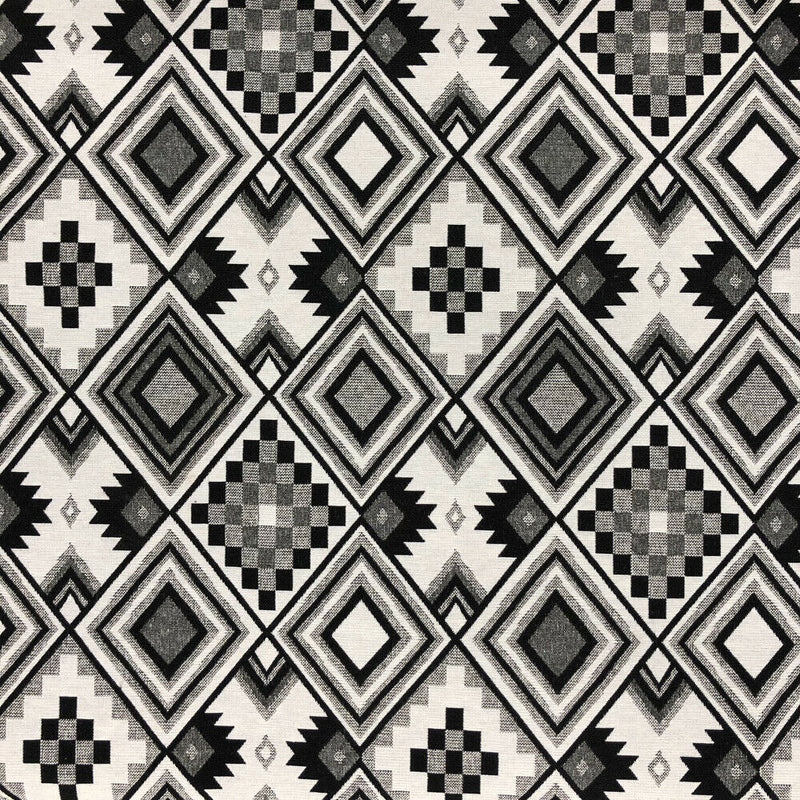 Black & White AZTEC Abstract Tapestry Fabric Upholstery Curtain Cushions Blinds