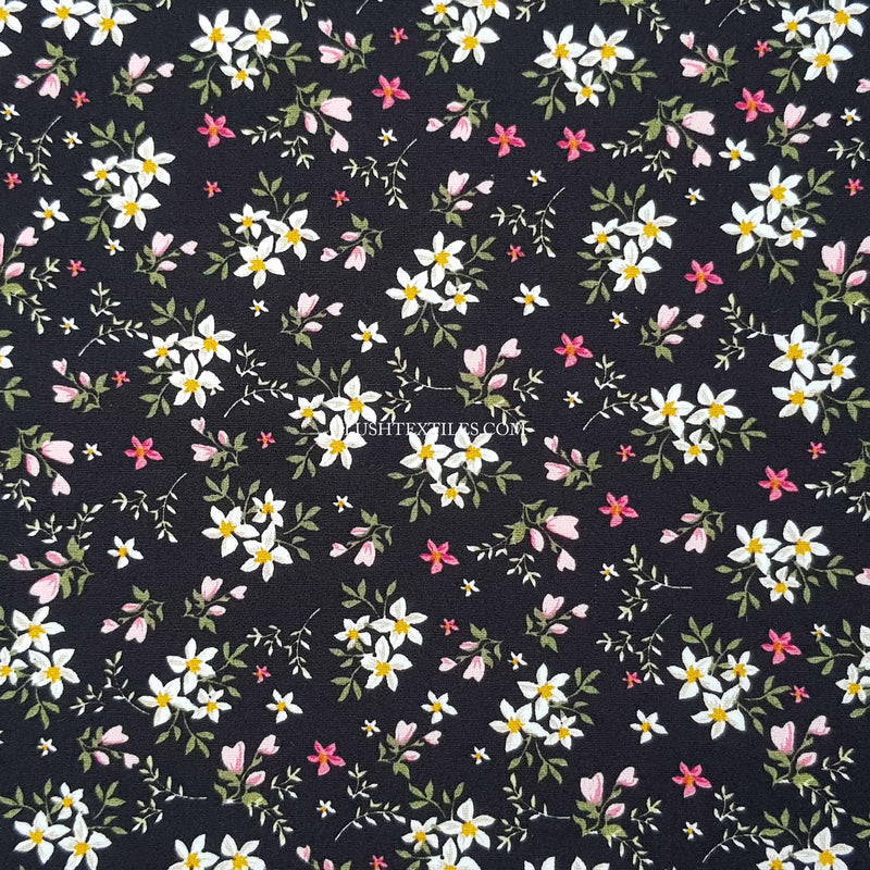 Daisy Flowers Rose & Hubble Cotton Poplin Fabric