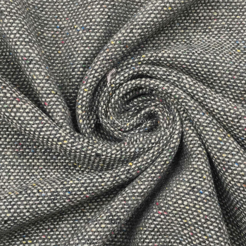 Donegal Tweed Wool Blend Fabric, Silver/Grey