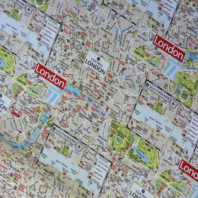 Central London Map Print Fabric