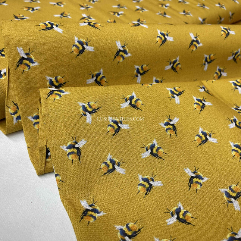 Bumblebee Digital Cotton Craft Bee Fabric, Mustard