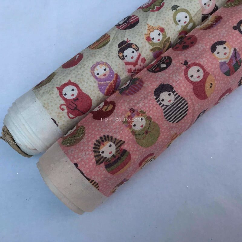 100% Cotton Fabric Russian Matryoshka Dolls Quilting Skirt Dress Material Sewing