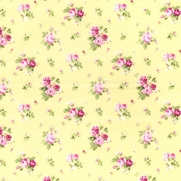 Bouquet Floral Flowers Rose & Hubble Cotton Poplin Fabric